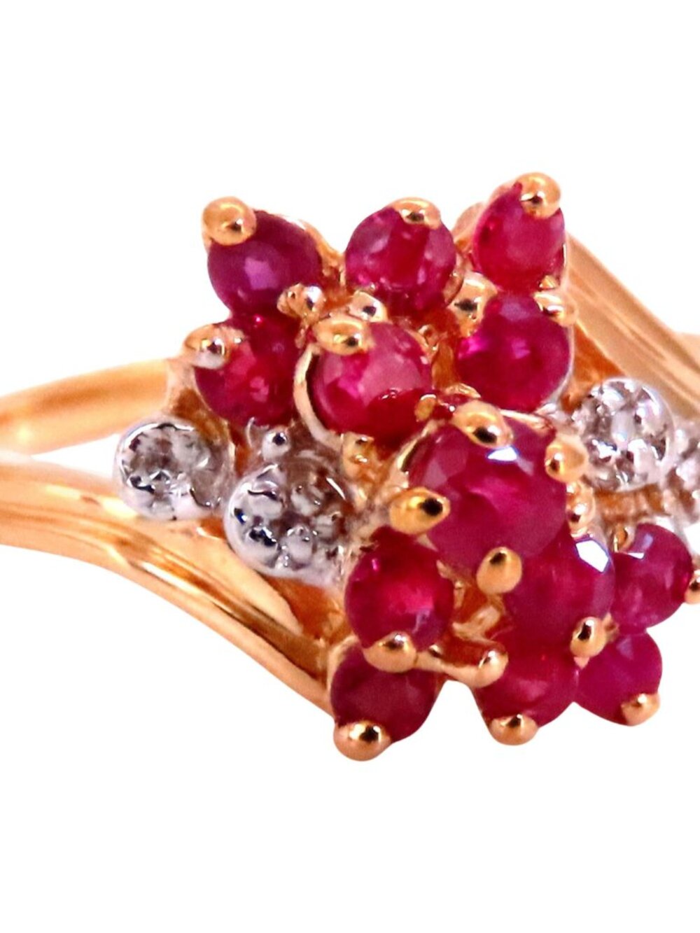 .50ct Natural Ruby Diamond Cluster Cocktail Ring 14kt Gold 67121*